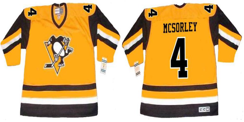 2019 Men Pittsburgh Penguins #4 Mcsorley Yellow CCM NHL jerseys